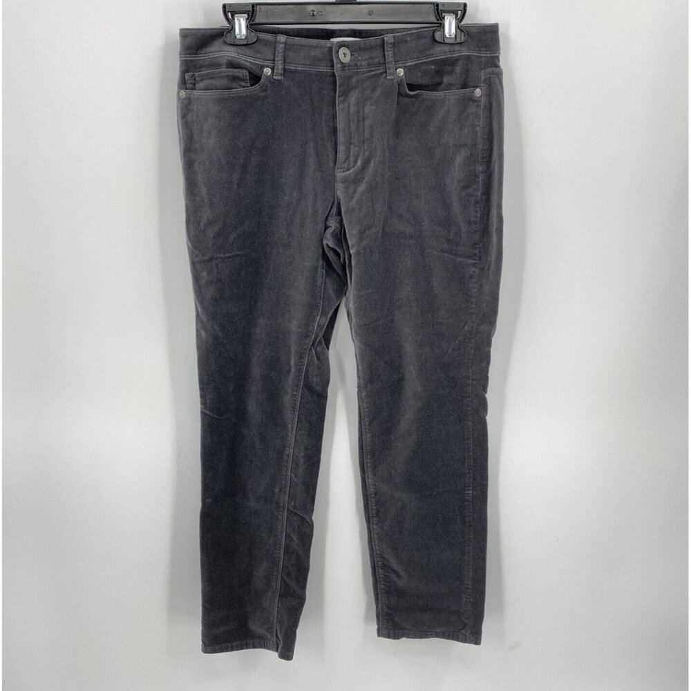 J Jill Charcoal Gray Velvet Velour Pants Jeans Stretch Taper Womens 8 Petite